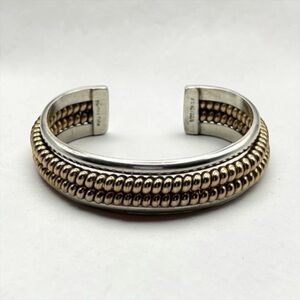 Vintage Signed Tahe Navajo Sterling Silver 12K GF Braided Cuff Bracelet